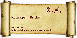 Klinger Andor névjegykártya