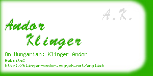 andor klinger business card